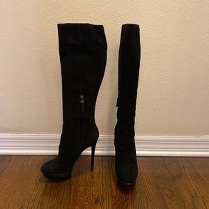 B Brian Atwood Black Knee High Suede Boots 38.5/9